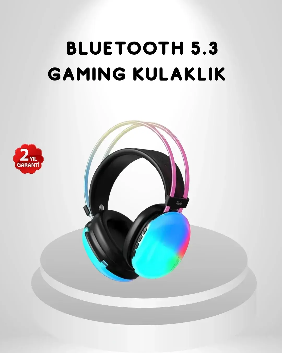 RGB Işıklı Kablosuz Kulaklık Bluetooth 5.3 800mAh Ergonok IPX4 Dayanıklı