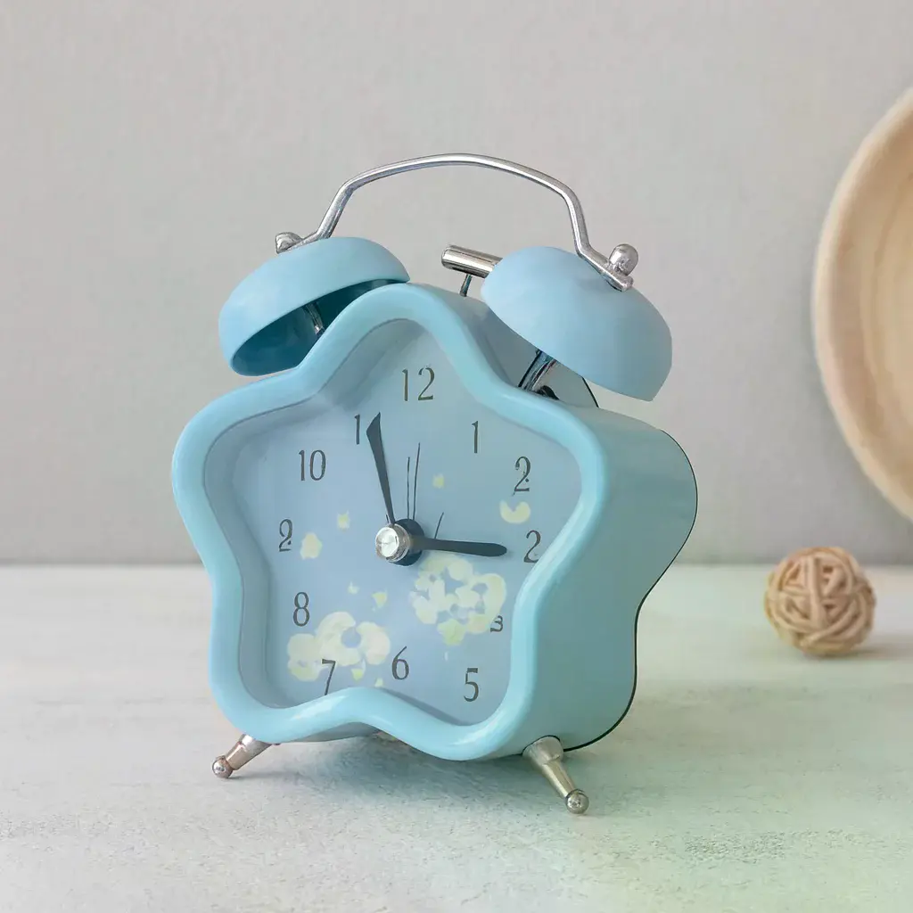 Çift Zilli Metal Masa Çalar Saat (8.8 cm) - Pilli & Işıklı