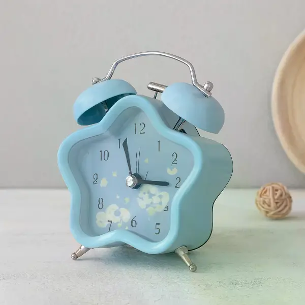 Çift Zilli Metal Masa Çalar Saat (8.8 cm) - Pilli & Işıklı