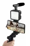 Telefon Tutucu Mini krofonlu Tripod Vlog Çekim Video-3