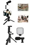 Telefon Tutucu Mini krofonlu Tripod Vlog Çekim Video-4