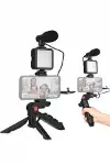 Telefon Tutucu Mini krofonlu Tripod Vlog Çekim Video-1