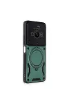 Xiao Poco C61 Kılıf Joy Lens Standlı Kapak - Koyu Yeşil-2