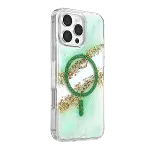 Onegif Apple İphone 16 Pro Max Lotus Simli Magsafe Kapak - Yeşil-2