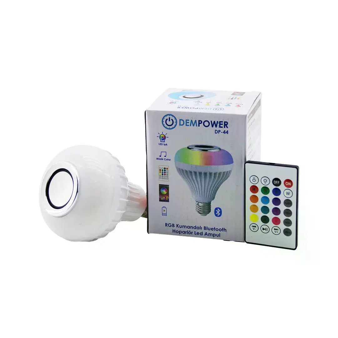 2IN1-KUMANDALI Rgb Led Ampul - Bluetooth Hoparlör Müzik Çalar LED-7W - HOPARLÖR-3W