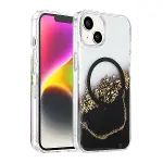 Onegif Apple İphone 14 Lotus Simli Magsafe Kapak - Siyah-1