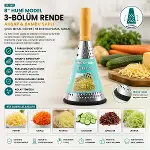 8 İnç - Huni Model Ahşap - Bambu Saplı Metal Rende Silikon Tabanlı-2