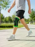 Nefes Alabilen Örme Sporcu Dizliği Esnek Yapılı Diz Destekleyici Siyah Yeşil-2