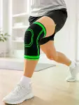 Nefes Alabilen Örme Sporcu Dizliği Esnek Yapılı Diz Destekleyici Siyah Yeşil-3