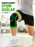 Nefes Alabilen Örme Sporcu Dizliği Esnek Yapılı Diz Destekleyici Siyah Yeşil-1