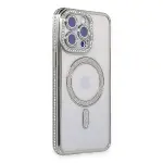 Apple İphone 15 Pro Kılıf Joke Simli Magneticsafe Kılıf - Gümüş-1