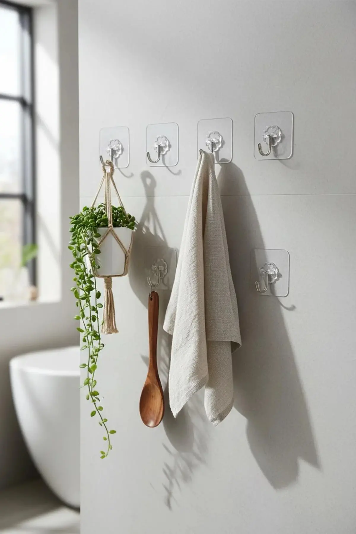 6'lı Şeffaf Yapışkanlı Askı Seti & Çok Amaçlı Banyo Ve Mutfak Duvar Düzenleyici