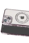 Apple iPhone 14 Kılıf Joke Simli Magneticsafe Kılıf - Pembe-2