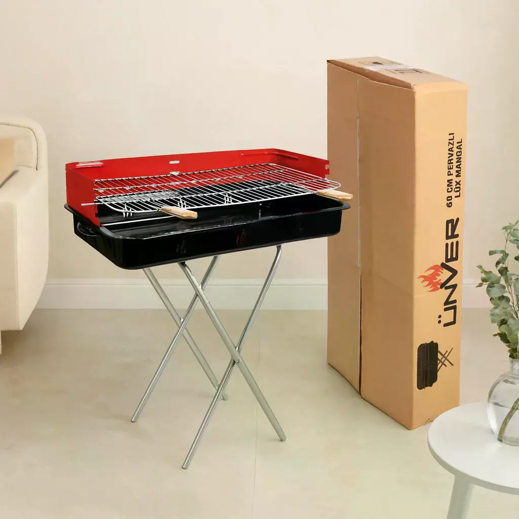 60 cm Portatif Ayaklı Mangal - Lüks Pervazlı