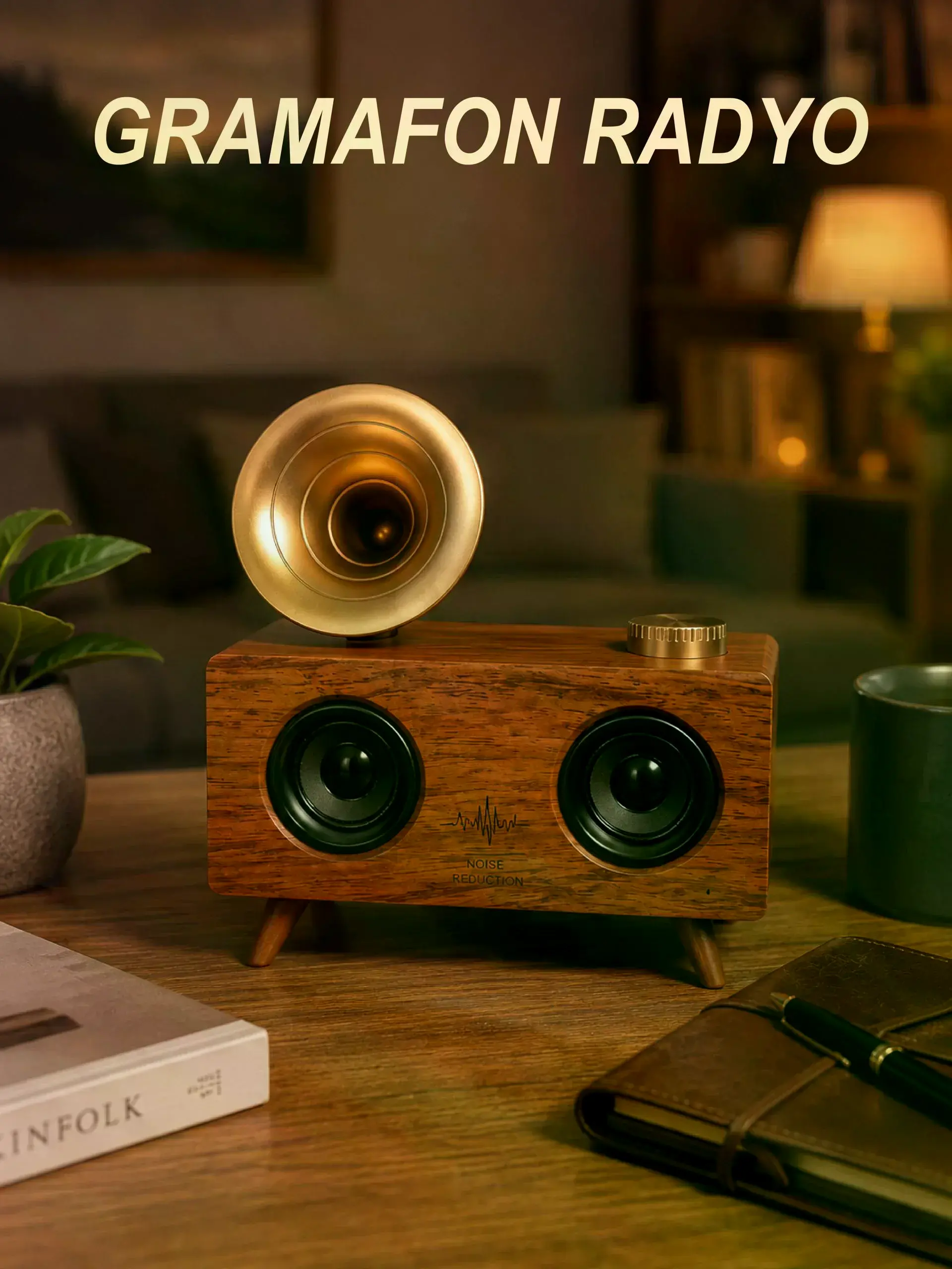 Gramafon Nostaljik Radyo Yüksek Ses Kalitesi USB TF Kart Aux Yeni Nesil
