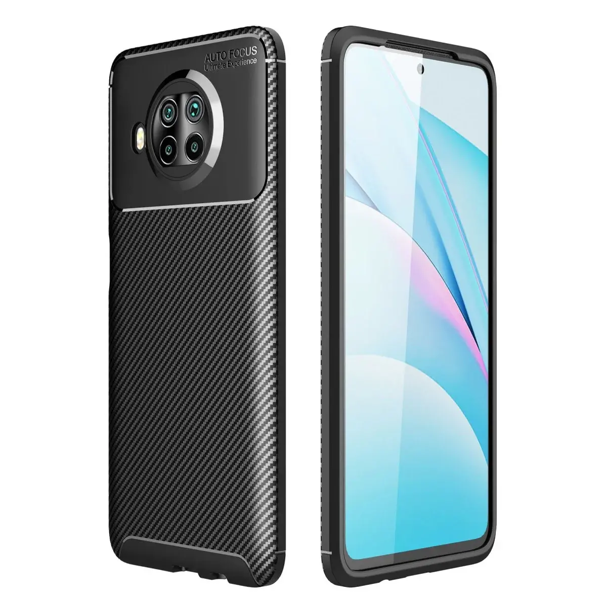Xiao 10t Lite Kılıf Auto Focus Karbon Kapak - Siyah