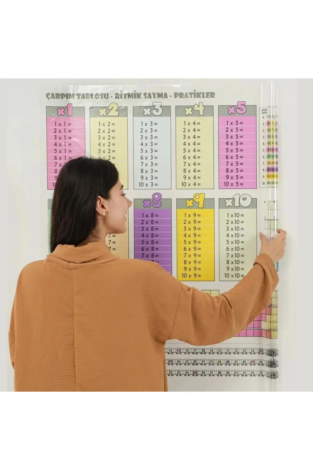 70x70cm Statik İz Bırakmaz Kağıt Renkli Çarpım Tablosu