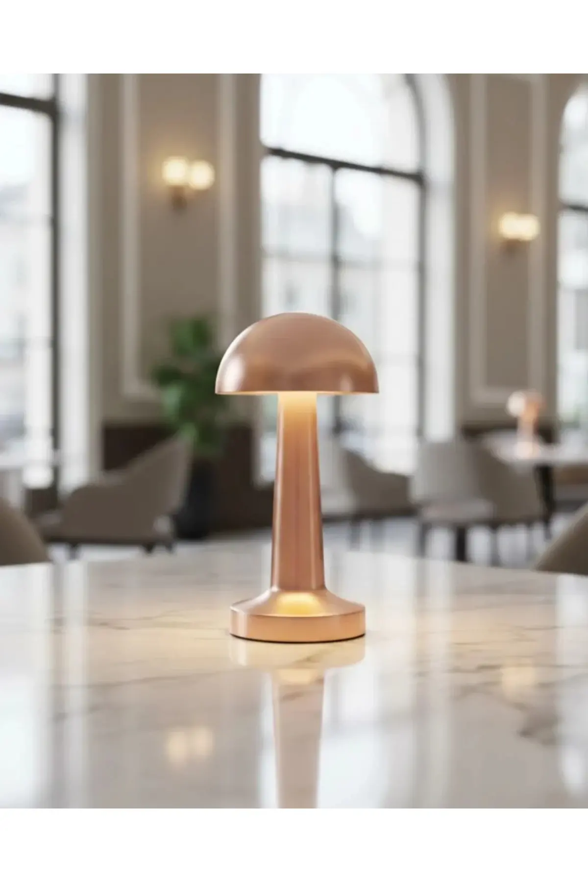 Şarjlı LED Masa Lambası 3 Kademe Dokunmatik Bronz Modern Tasarım