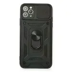 Apple İphone 11 Pro Kılıf Pars Lens Yüzüklü Silikon - Siyah-1