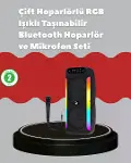 Çift 4 inç Hoparlörlü RGB Işıklı Bluetooth Ses Siste-1