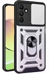 Samsung Galaxy M15 Kılıf Pars Lens Yüzüklü Silikon - Gümüş-1
