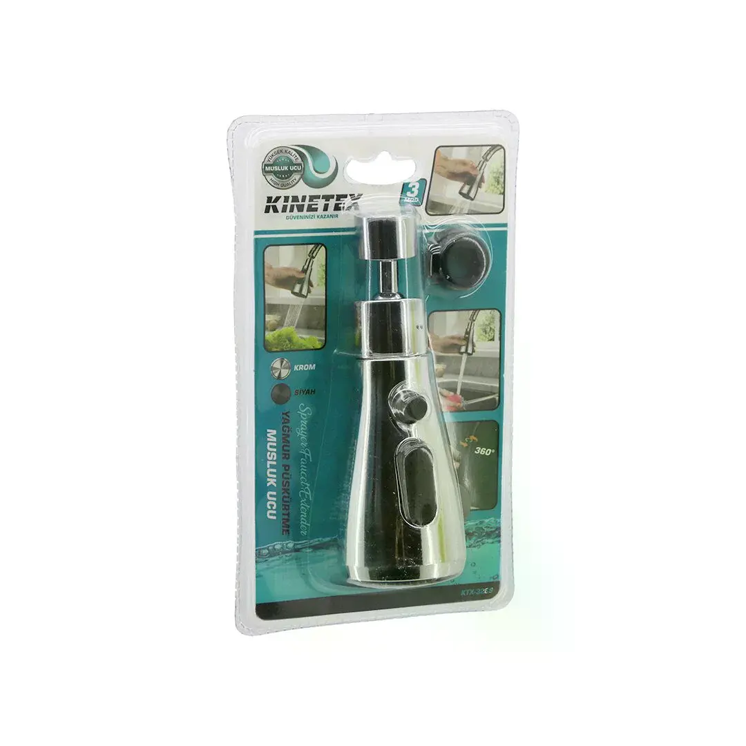 Krom 360 Derece - 3 Mod Yağmur Püskürtme Borulu Kubar Musluk Ucu KTX-3289