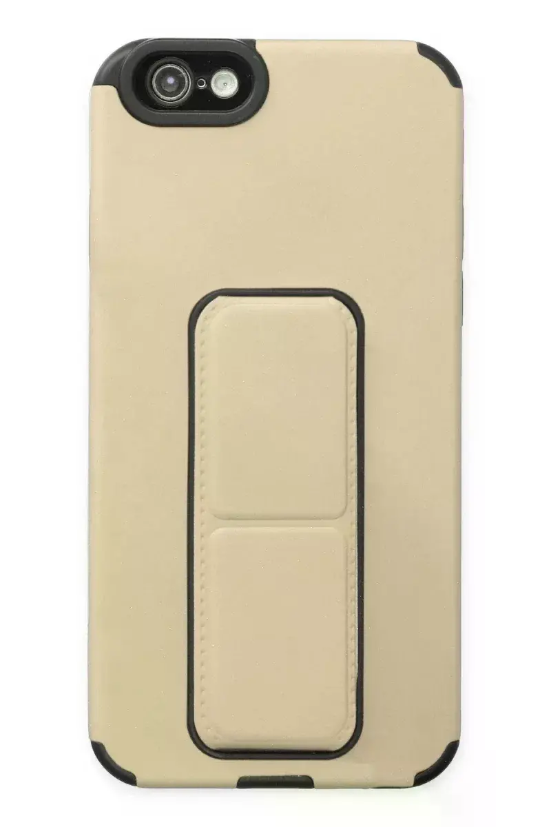 Apple iPhone 6 Kılıf Mega Standlı Silikon - Gold