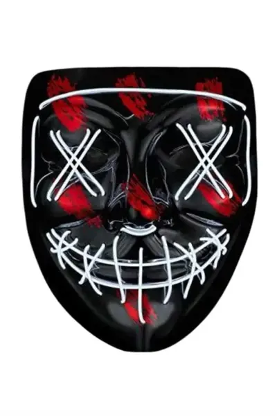 Hallowen Parti Maskesi Neon Led Işıklı Maske 3 Modlu Cadılar Bayramı Maskesi