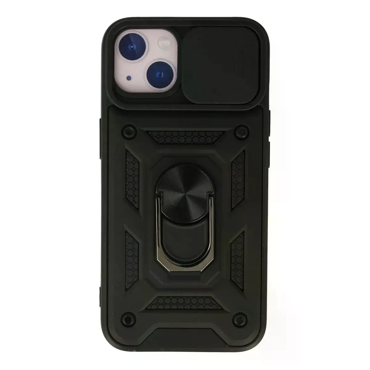 Apple İphone 13 Kılıf Pars Lens Yüzüklü Silikon - Siyah
