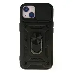 Apple İphone 13 Kılıf Pars Lens Yüzüklü Silikon - Siyah-1