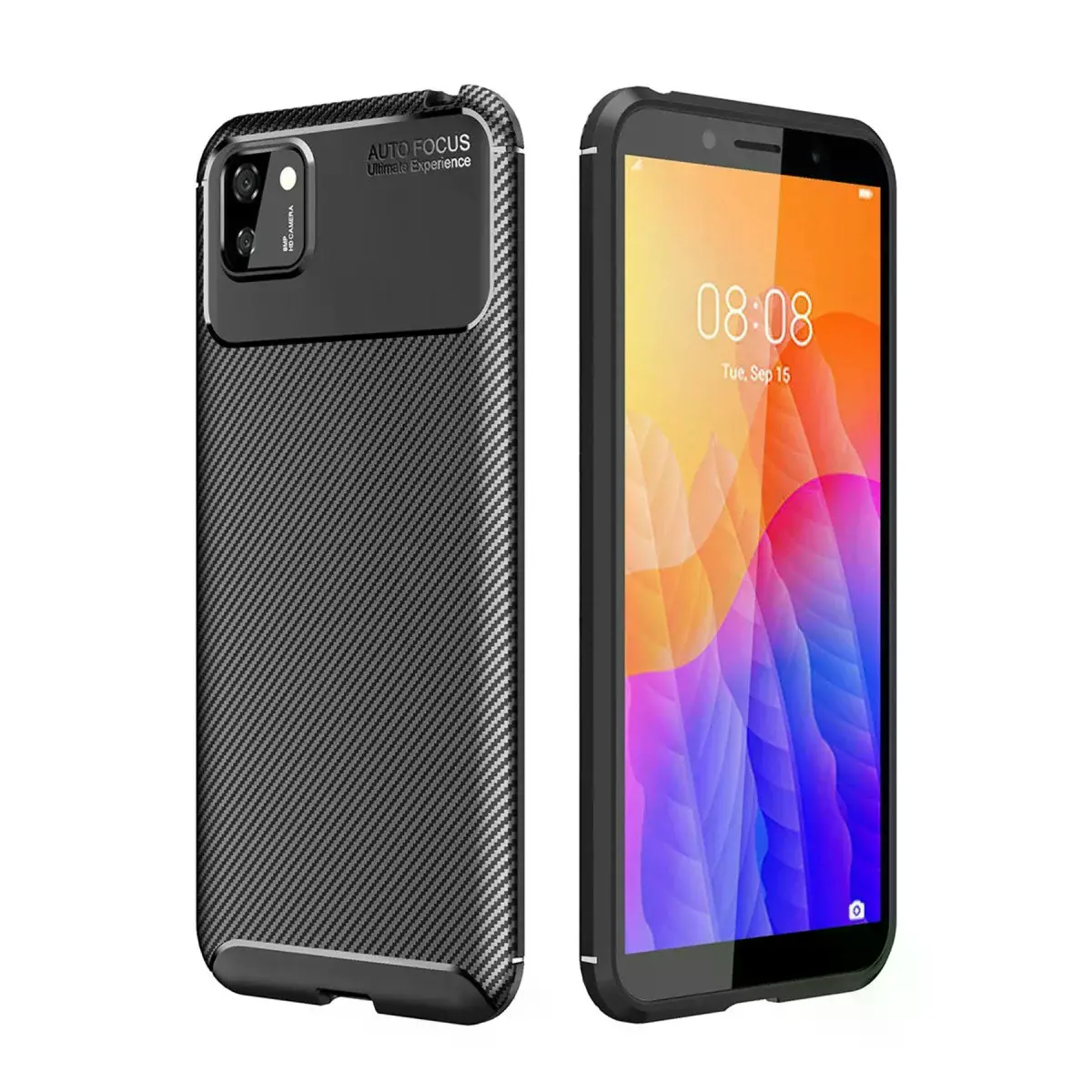 Huawei Y5p Kılıf Auto Focus Karbon Kapak - Siyah