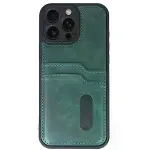 Apple İphone 16 Pro Max Kılıf Sara Kartvizitli Deri Kılıf - Koyu Yeşil-2