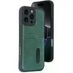 Apple İphone 16 Pro Max Kılıf Sara Kartvizitli Deri Kılıf - Koyu Yeşil-1