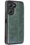 Vivo Y18 Kılıf Flip Cover - Koyu Yeşil-2