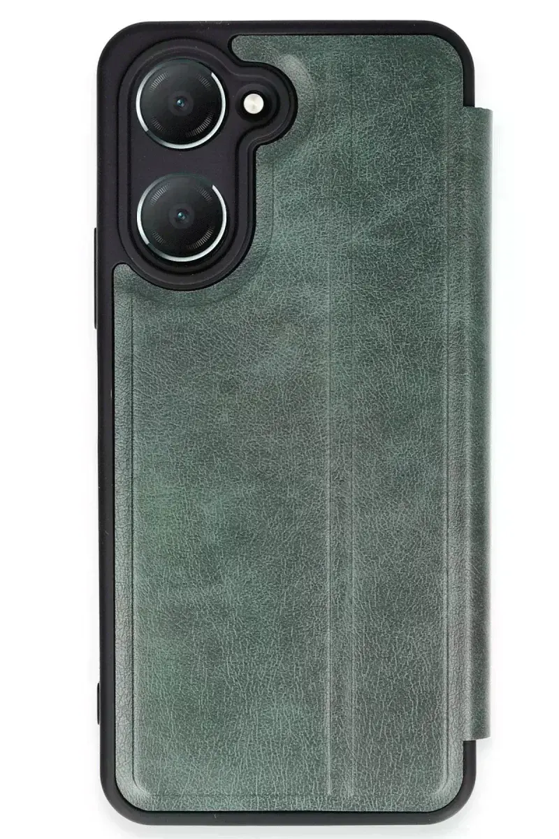 Vivo Y18 Kılıf Flip Cover - Koyu Yeşil
