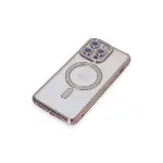 Apple İphone 15 Pro Max Kılıf Joke Simli Magneticsafe Kılıf - Pembe-3