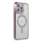 Apple İphone 15 Pro Max Kılıf Joke Simli Magneticsafe Kılıf - Pembe-1