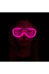 Pembe Led Işıklı Parti Gözlüğü - Neon Glow Şerit Gözlük 3 Modlu-2