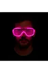 Pembe Led Işıklı Parti Gözlüğü - Neon Glow Şerit Gözlük 3 Modlu-3