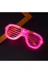Pembe Led Işıklı Parti Gözlüğü - Neon Glow Şerit Gözlük 3 Modlu-5
