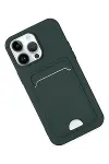 Apple iPhone 14 Pro Kılıf Kelvin Kartvizitli Silikon - Koyu Yeşil-2