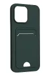 Apple iPhone 14 Pro Kılıf Kelvin Kartvizitli Silikon - Koyu Yeşil-3