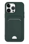 Apple iPhone 14 Pro Kılıf Kelvin Kartvizitli Silikon - Koyu Yeşil-1