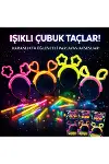 Karanlıkta Parlayan Glow Taç Seti 12 Adet – Yıldız Kalp Ay Çiçek (her Model 3 Adet)-1