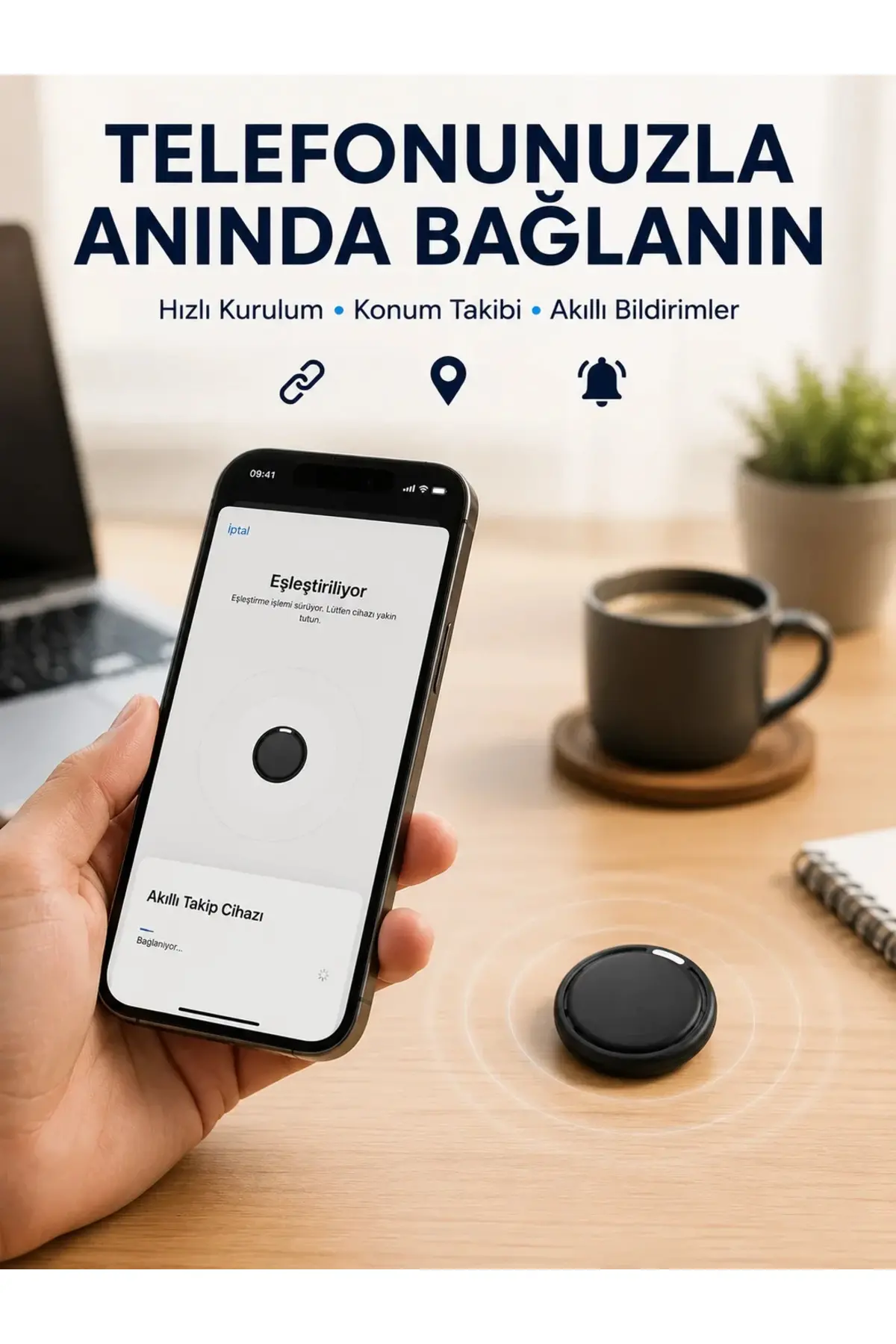 AirTag Akıllı Eşya Takip Cihazı İOS ve Android Uyumlu Uzun Pil Ömürlü
