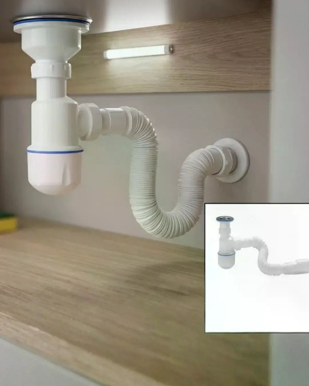 Esnek Lavabo Sifonu Gider Borusu Koku Önleyici Sızdırmaz Bağlantılı Pratik Montaj