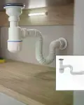 Esnek Lavabo Sifonu Gider Borusu Koku Önleyici Sızdırmaz Bağlantılı Pratik Montaj-1