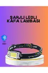 Beyaz Led Işık Sensörlü Kafa Lambası Lityum Batarya Led El Fenerli Şarjlı-1