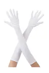 Beyaz Renk Dirseğe Kadar Uzun Kumaş Eldiven 40 Cm-1