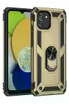 Samsung Galaxy A03 Kılıf Sofya Yüzüklü Silikon Kapak - Gold-1